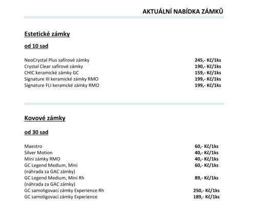 AKTUÁLNÍ NABÍDKA ZÁMKŮ 2025